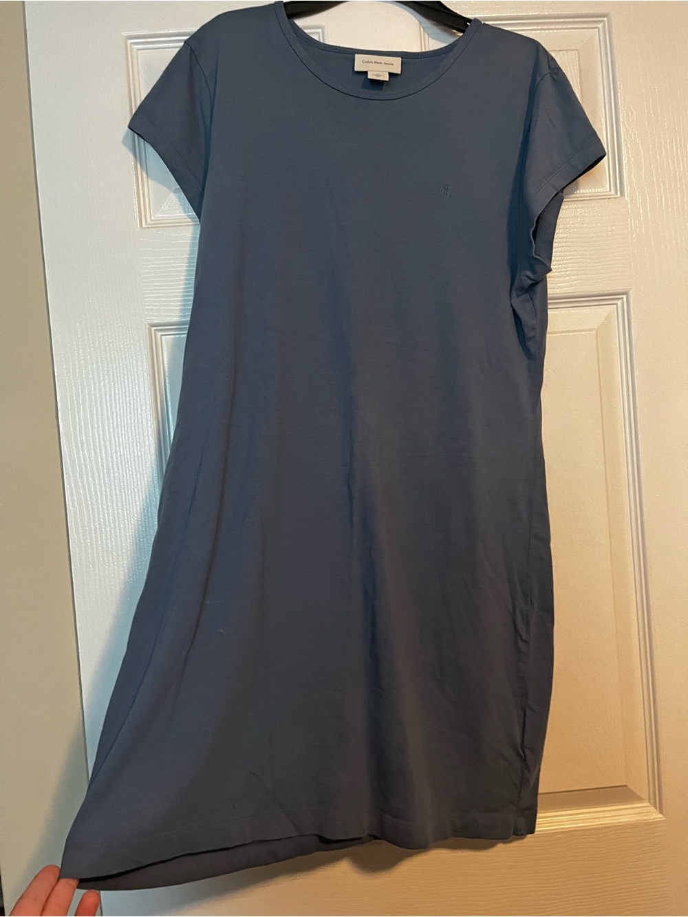 Calvin Klein Short Sleeve T-Shirt Dress in Slate Blue